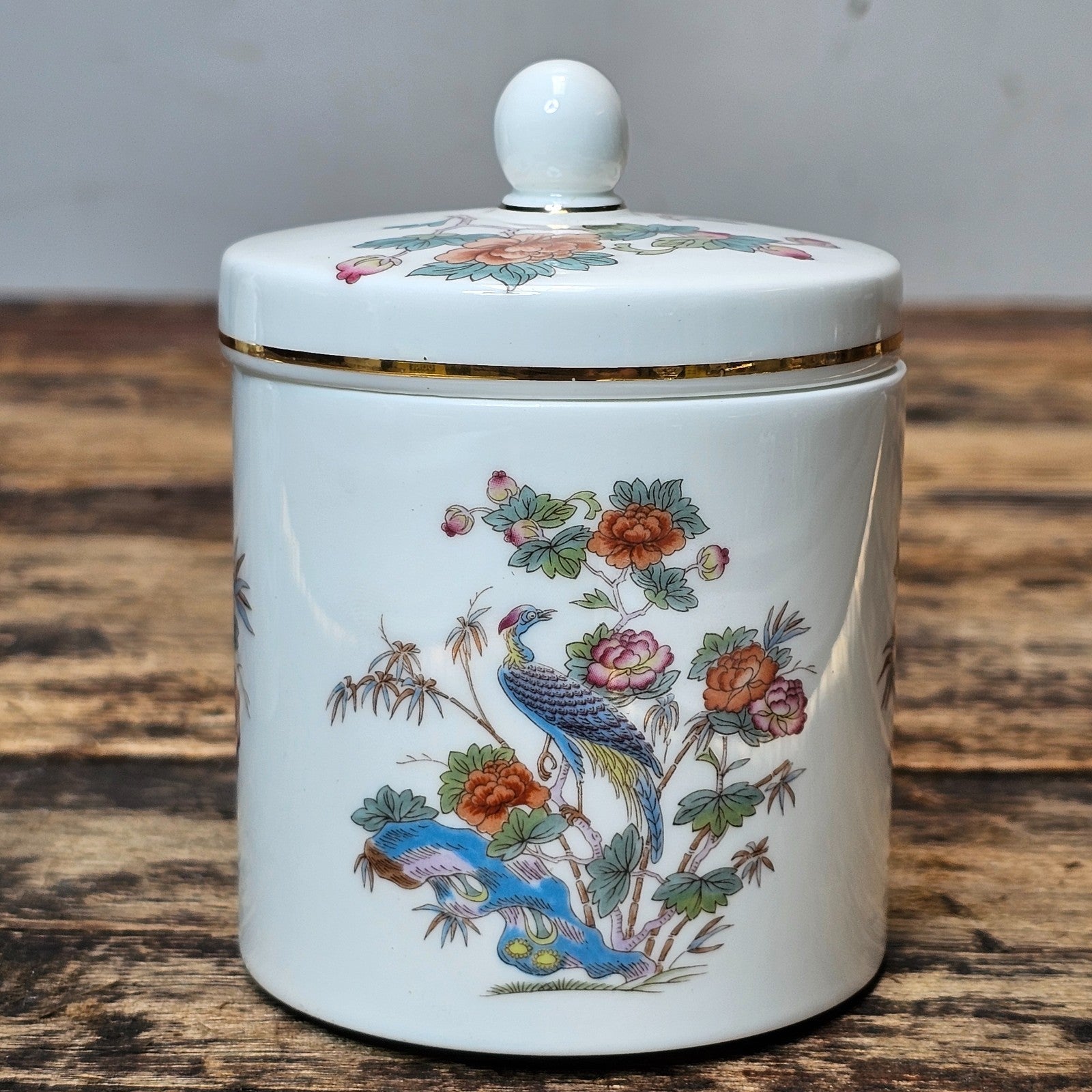 Vintage Wedgwood "Kutani Crane" Bone China Bud Vase & Lidded Jar Set