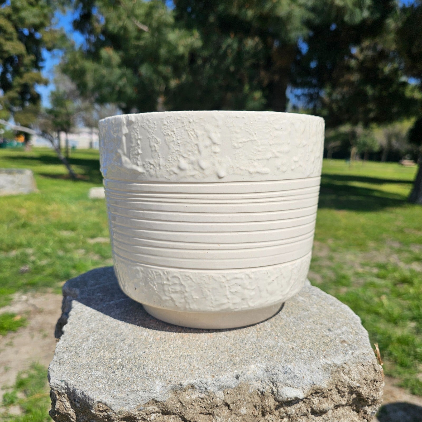 Jenkins Ceramics MFG California Art Pottery White Glazed Ceramic Flower Planter
