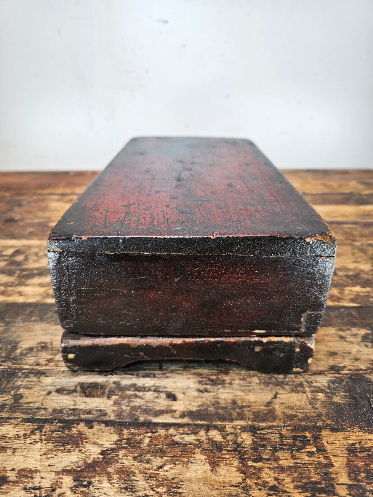 Antique Primitive Wooden Apothecary Box with 8 Wells & Lid