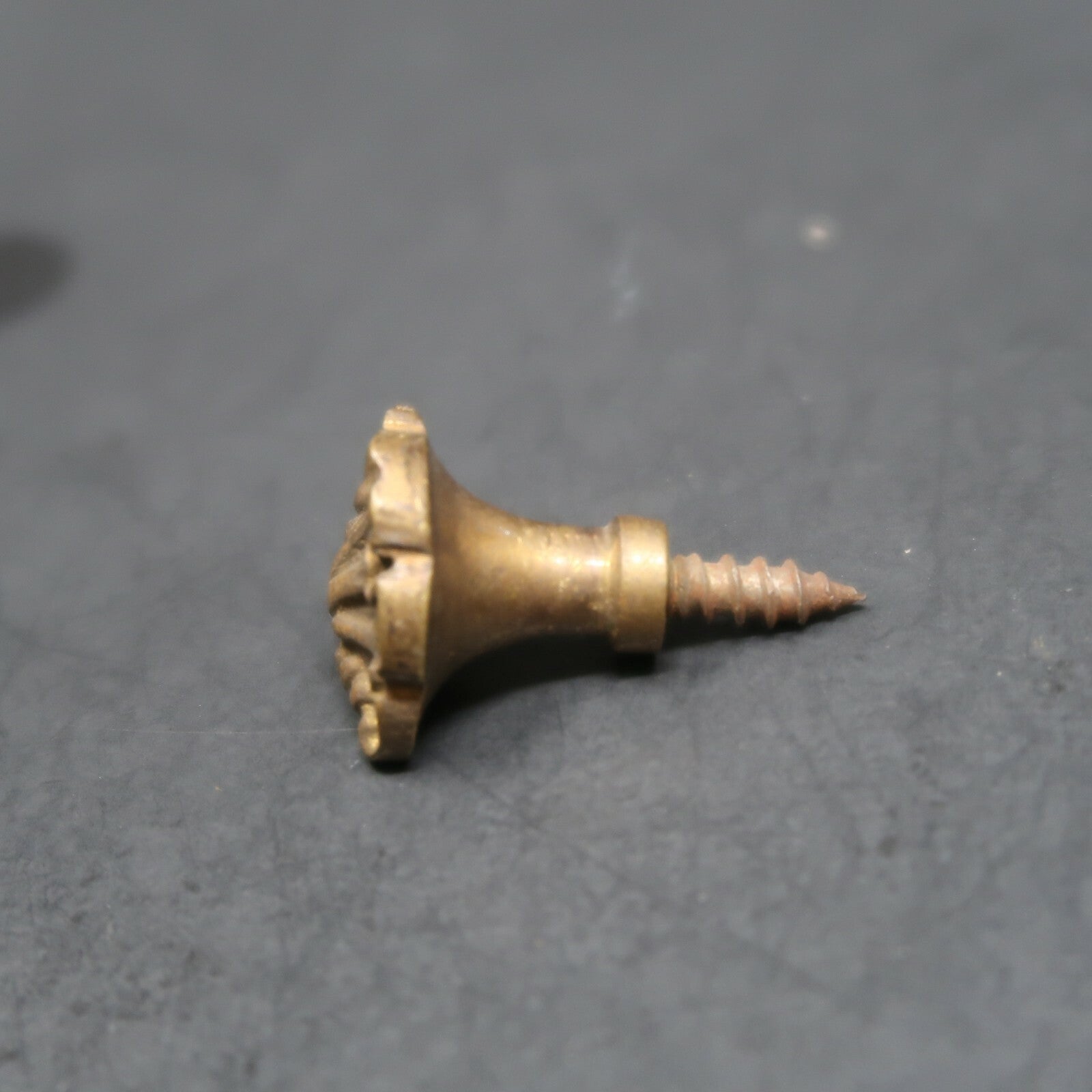Set of 2 Small Antique Ornate Brass Drawer Pulls with Screws