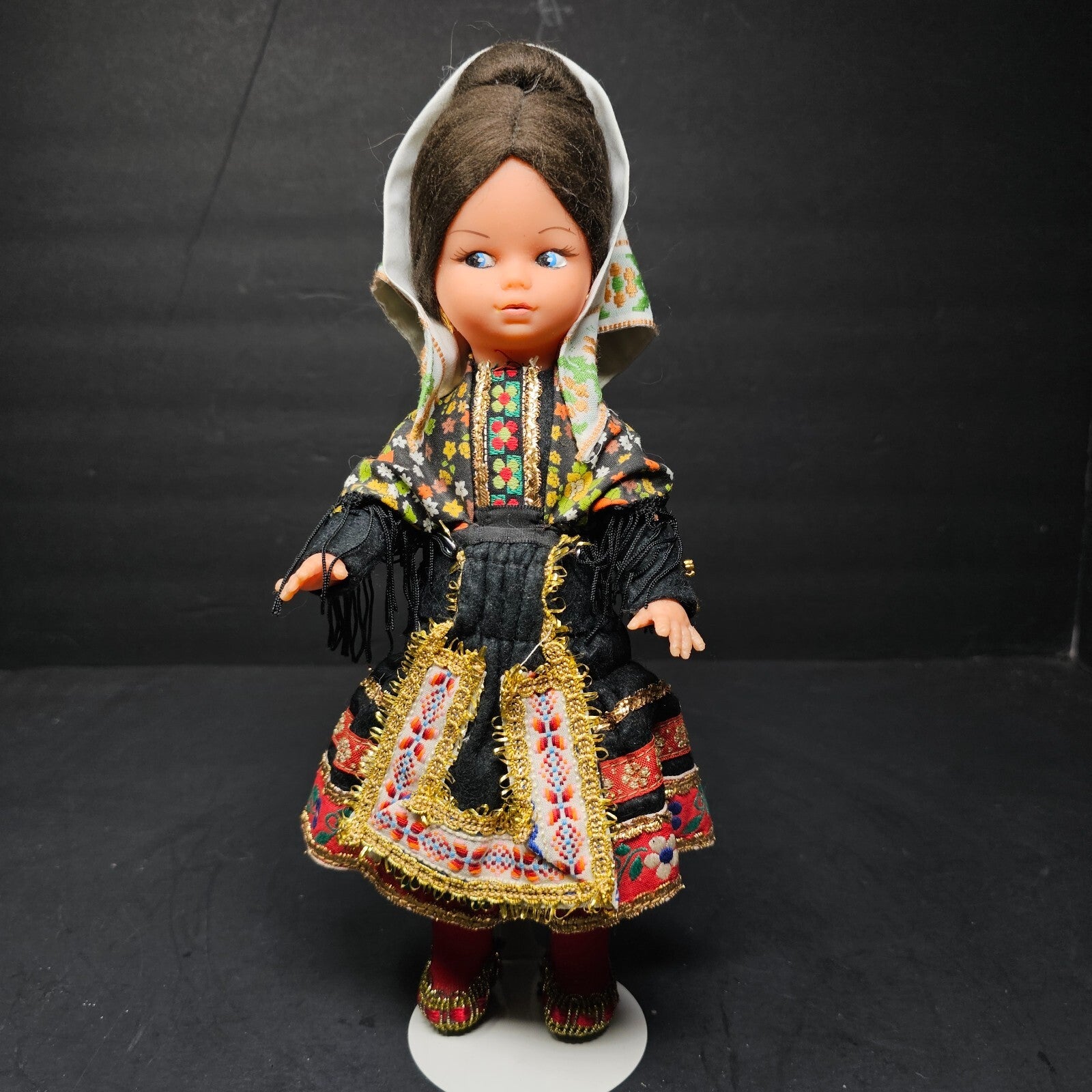 Vintage 11" Spanish Doll Soft Vinyl Face & Hard Plastic Body Made In Spain