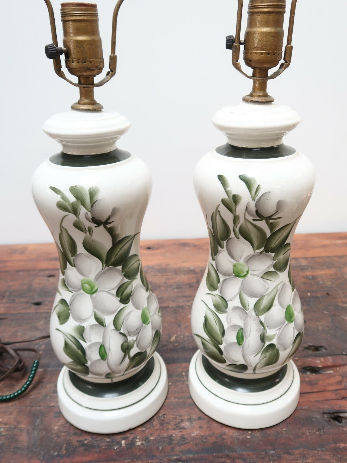 Set of 2 Hand Painted Flower Porcelain Table Lamp 5.5" x 5.5" x H17.5"
