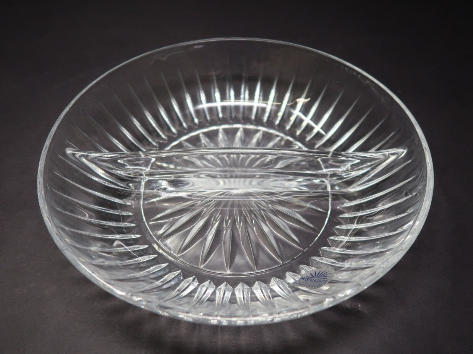 Princess House Highlights Lead Crystal # 870 Divided Serving Dish 8"