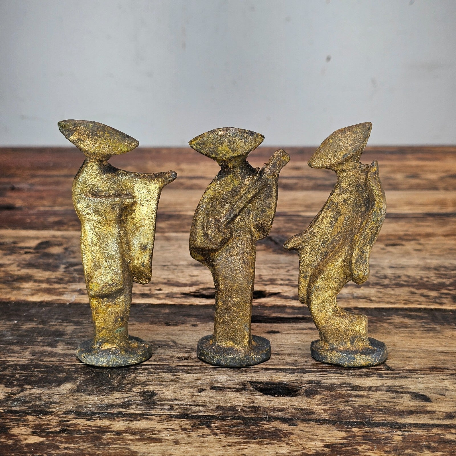 Set of 3 Vintage Japanese Modernist "Awa Odori" Dancer Sculptures