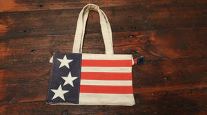 Vintage American Flag Canvas Handbag 12.5" x 8.5" x 4" Drop 9"