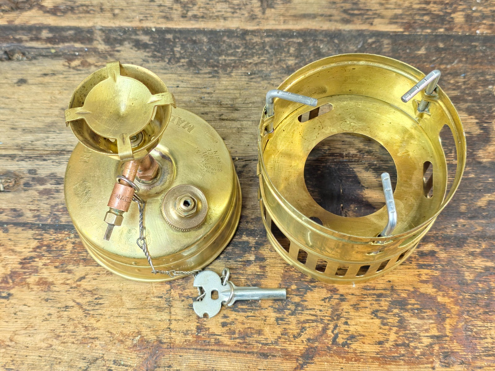 Vintage SVEA 123 brass camping stove — made in Sweden.