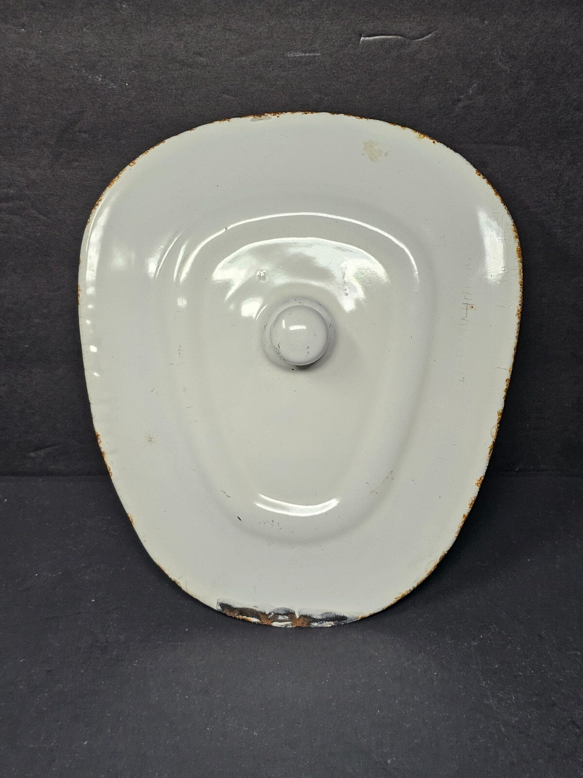 Vintage Hospital Enamelware Bed Pan With Lid & Handle