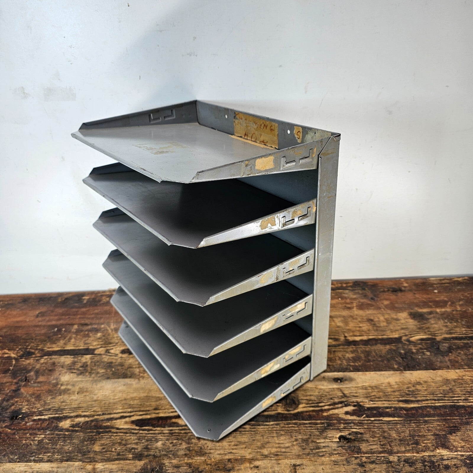 Vintage 6-Tier Wall-Mounted / Desktop Steel File Organizer