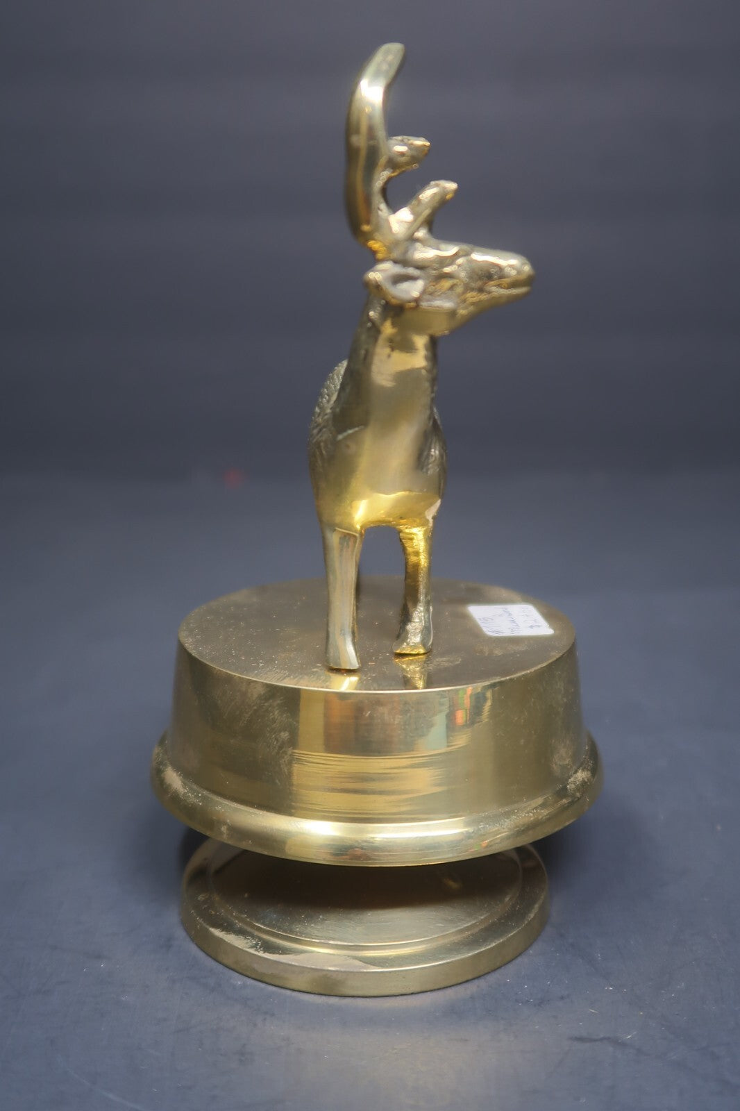 Vintage Brass Deer Music Box Wind Up Rotating 3.25" x 3.25" x H5.75"