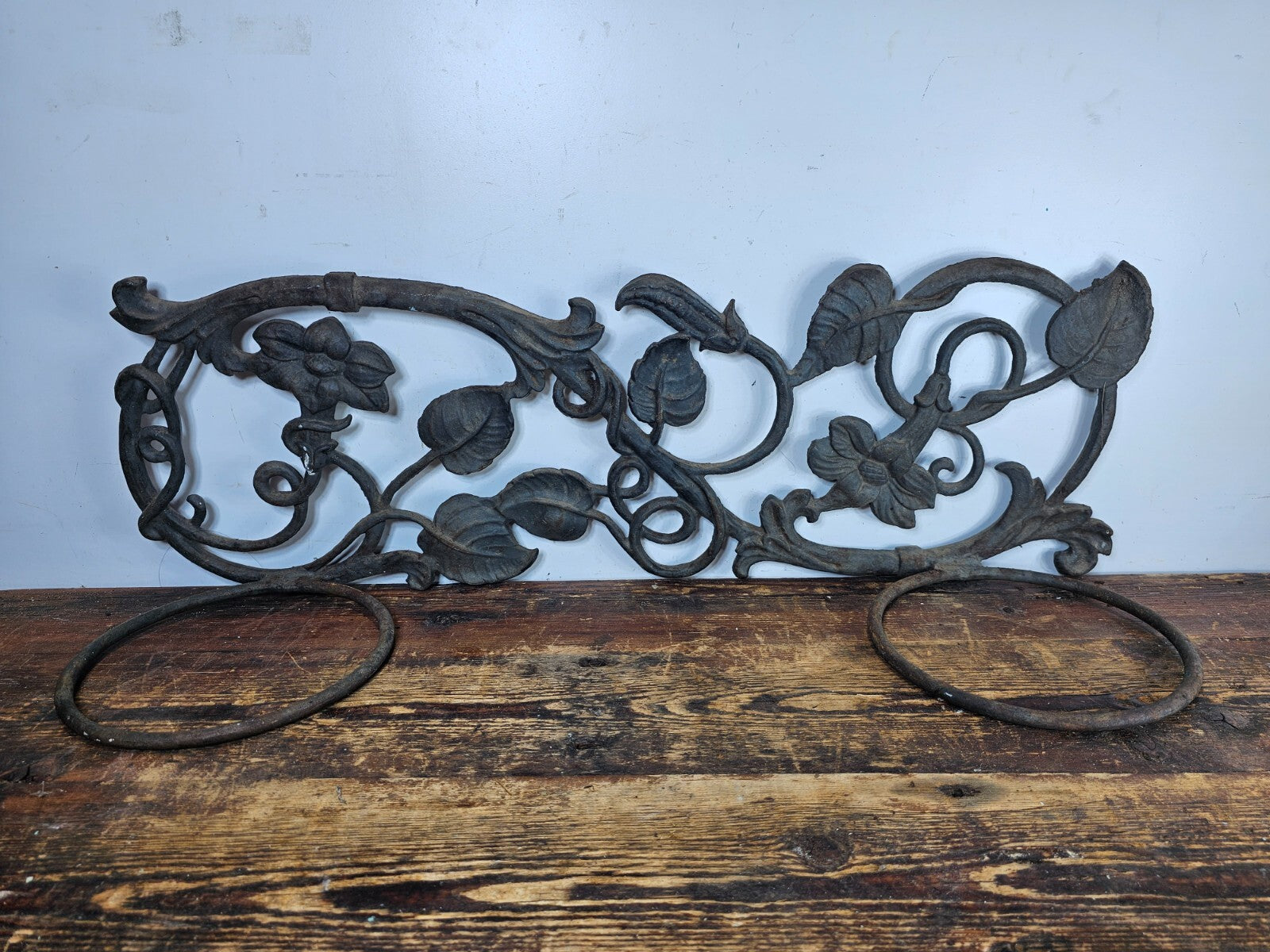 Victorian Style Cast Iron Wall Planter with Ivy Design  28.5"L x 9.5"H x 8.5"D