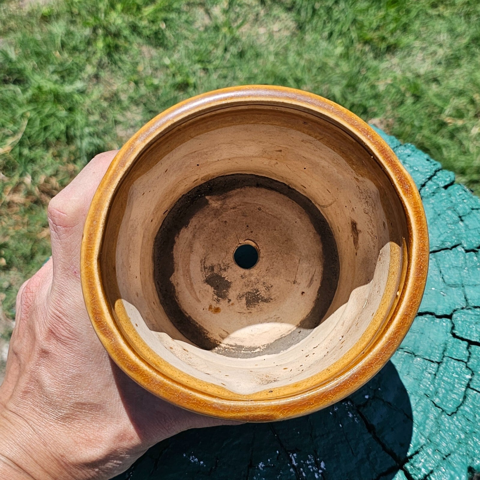 Grazed Brown Flower Planter Pot 5.25" Dia x 5" H