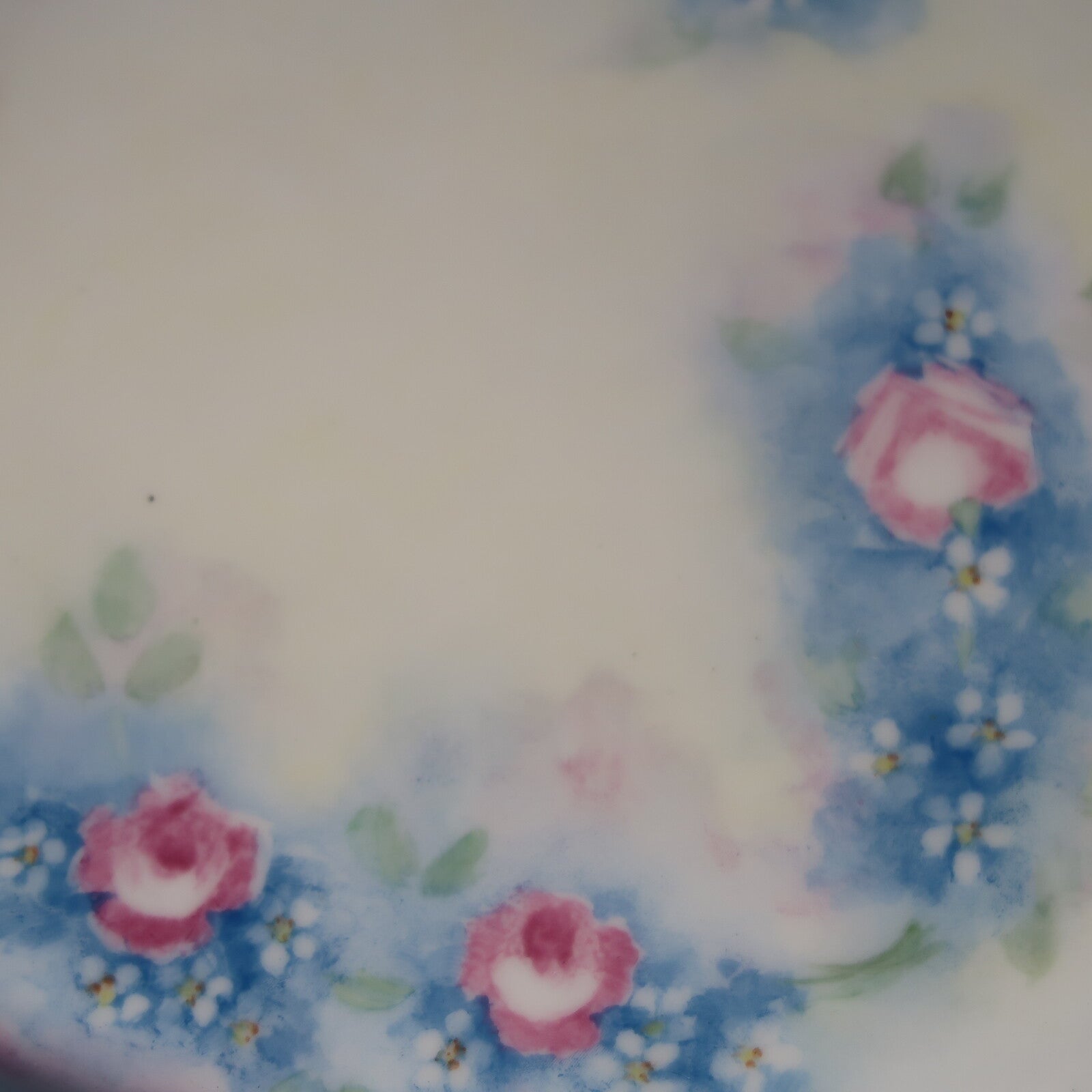 Vintage Oval Pink & Blue Rose Dish Hand Painted Floral Gold Trim Made In Japan