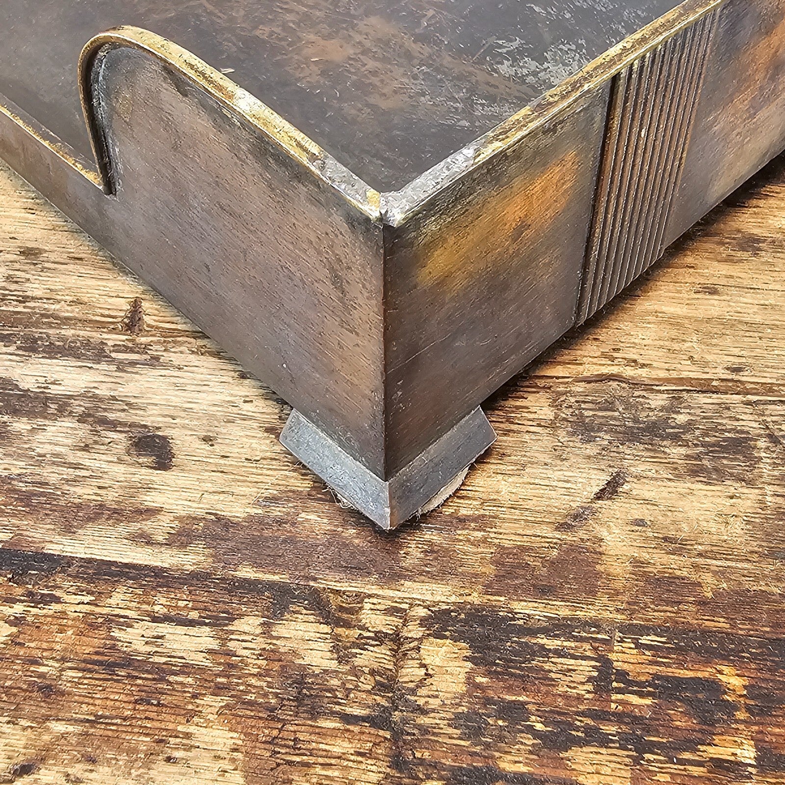 Vintage Art Deco Letter Holder by Silver Crest in Patinated Bronze 1940s