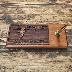 Laser-Engraved American Walnut Seagull Pen Holder