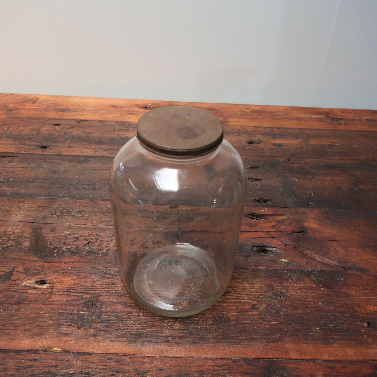 Vintage Jar With Rustic Lid H 10" x W 6"