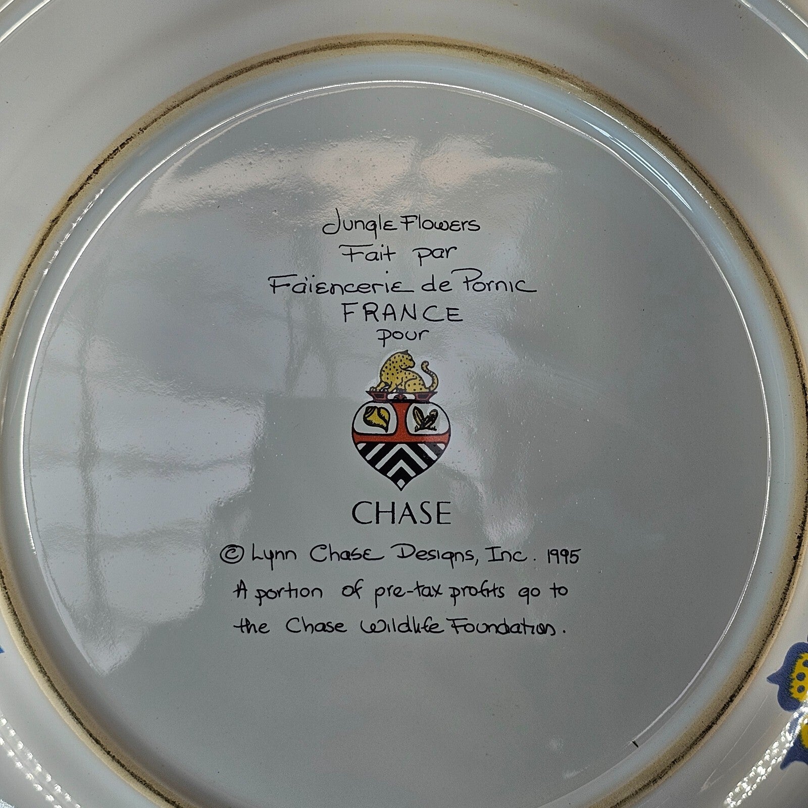 1995 Lynn Chase Jungle Flowers France Service Plate /Charger 12 3/8"