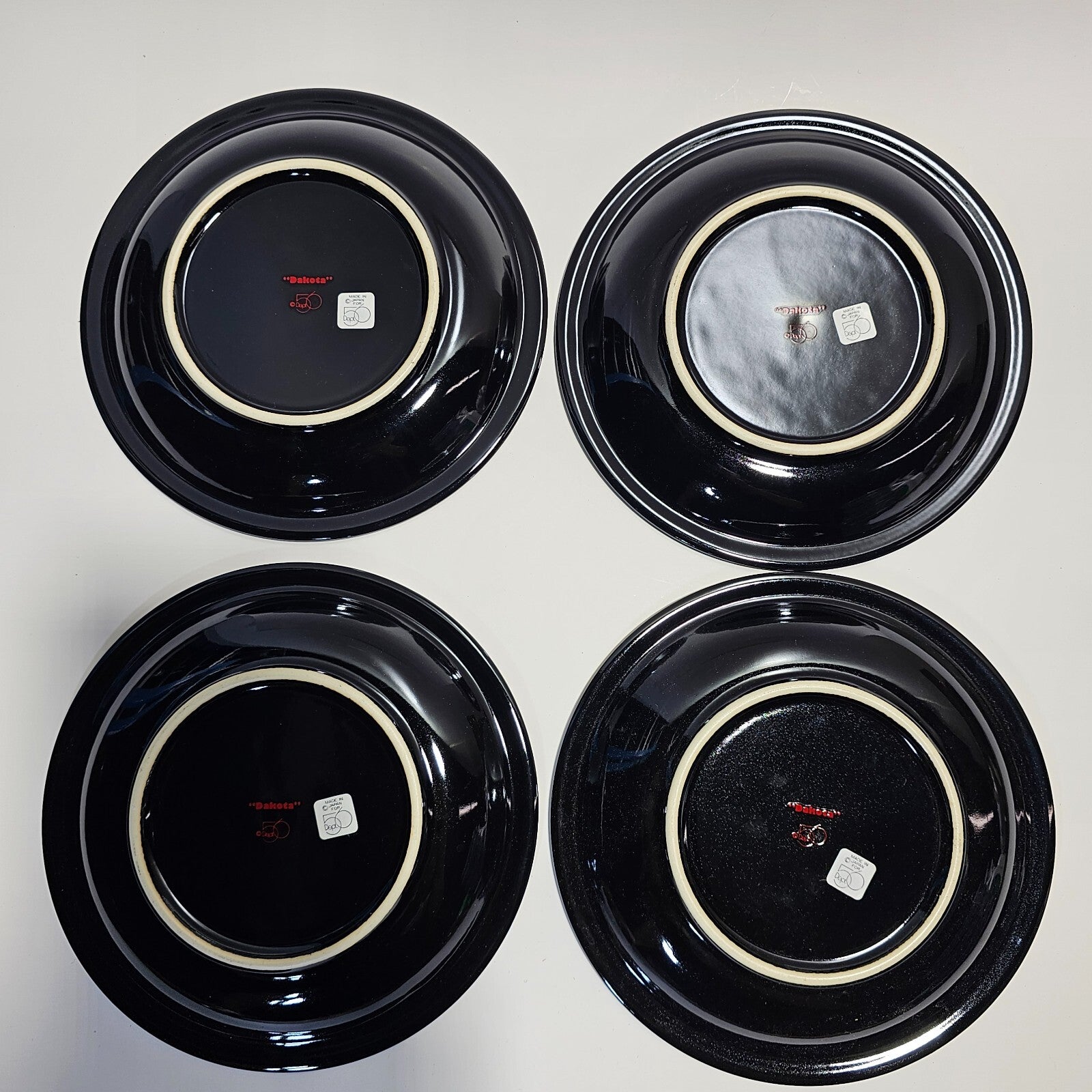 Set of 4 Department 56 Dakota Deer Reindeer Dessert Plates Black & Red 7.5"