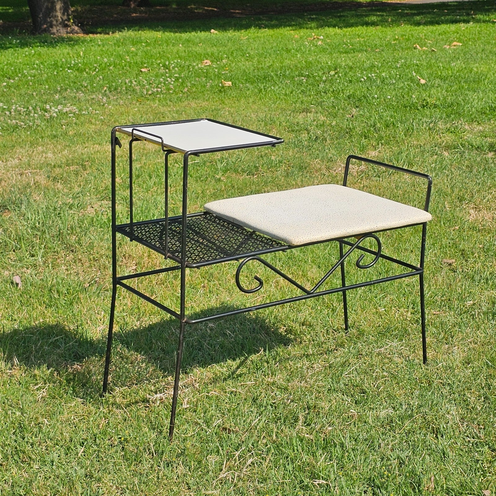 Vintage Mid Century Retro Telephone Table Gossip Bench Atomic Space Age