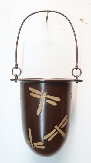 Ceramic Hanging Planter Plant Flower Pot Dragonfly Hand Made 6" x H 7.5"