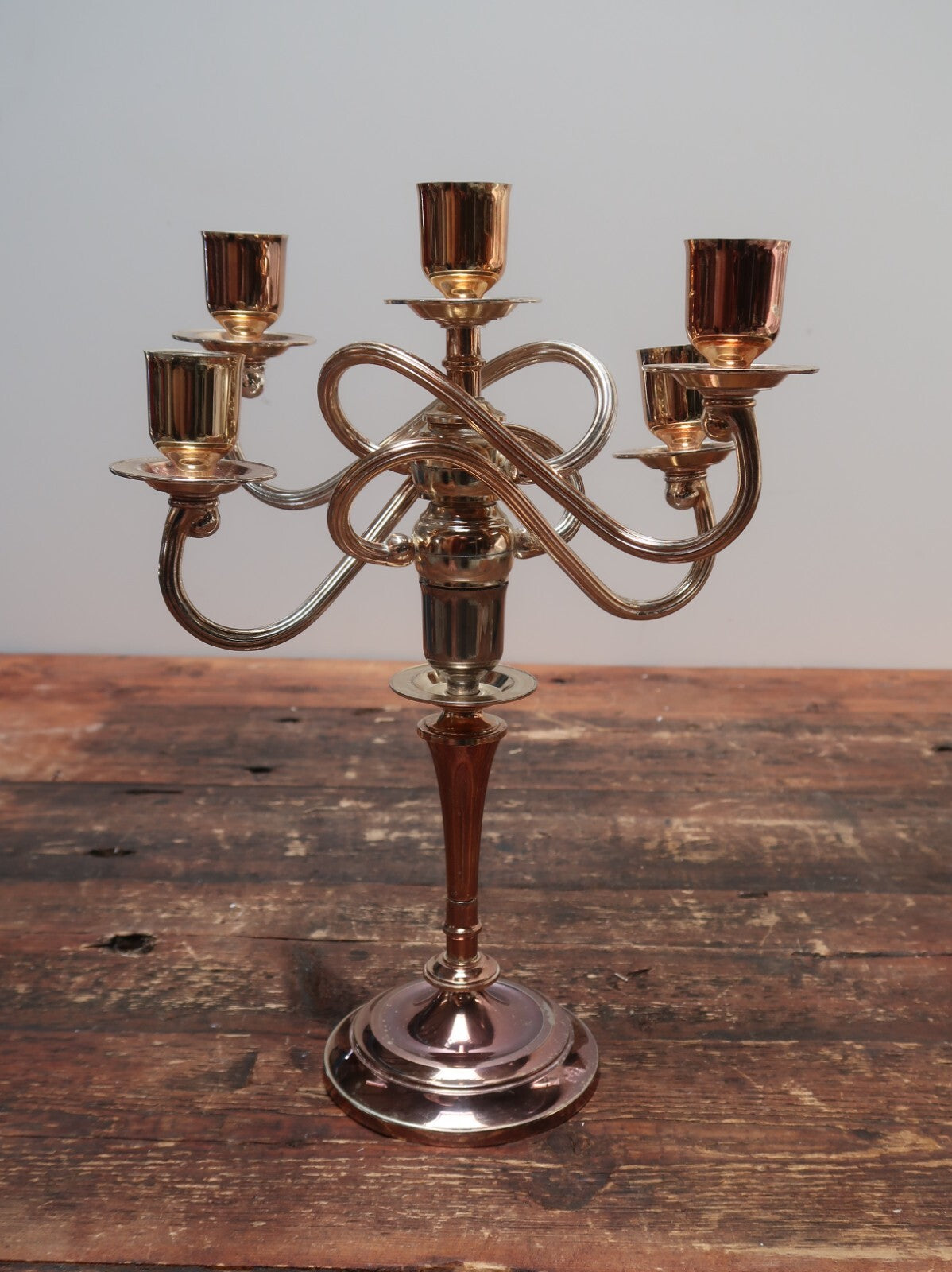 5 Candle Metal Candelabra Candle Holder Stand Chrome H 13"
