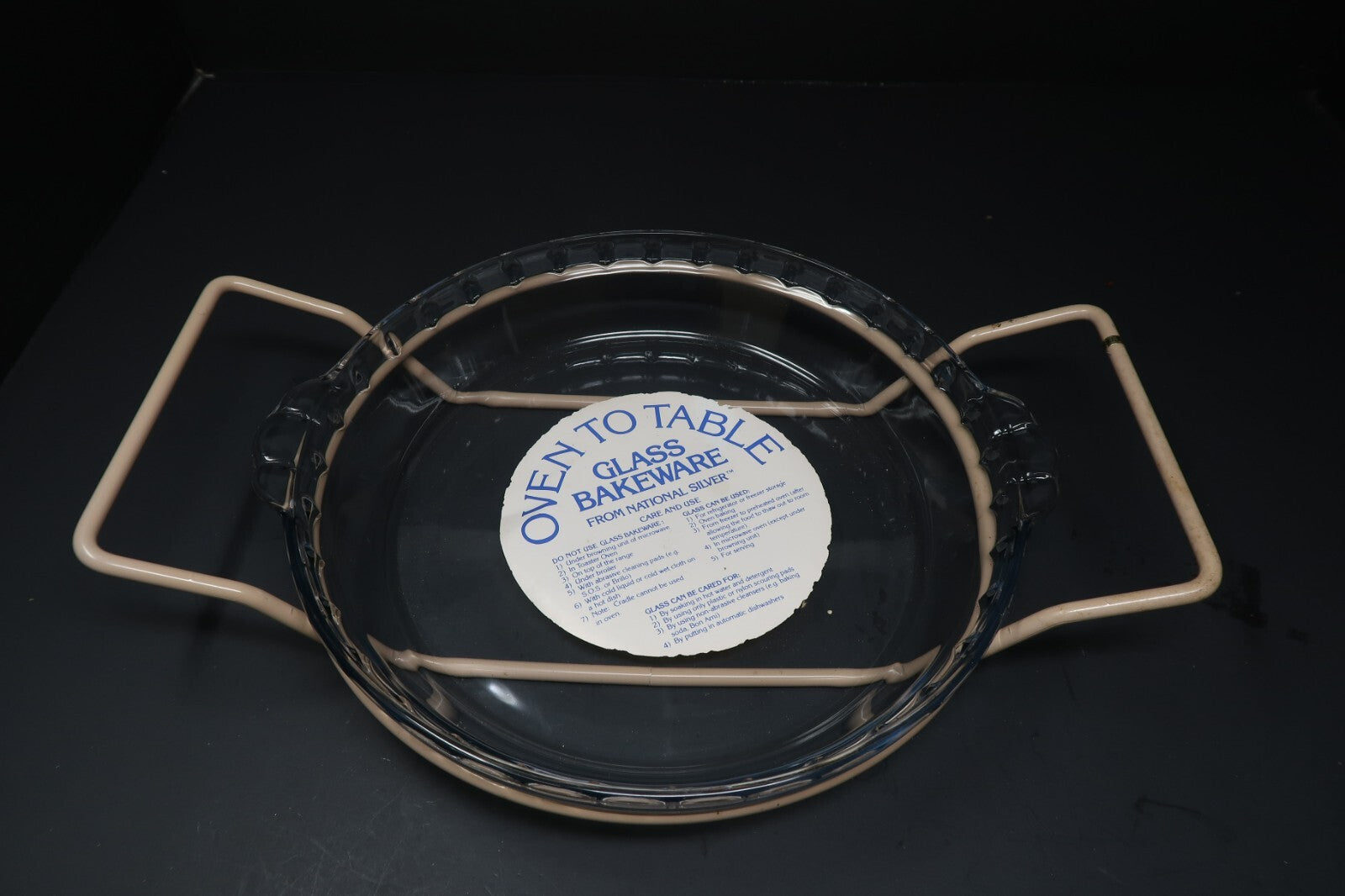 Oven to Table Glass Bakeware With Metal Stand Marinex About 10" x 10" x 1.75"