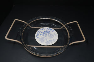 Oven to Table Glass Bakeware With Metal Stand Marinex About 10" x 10" x 1.75"