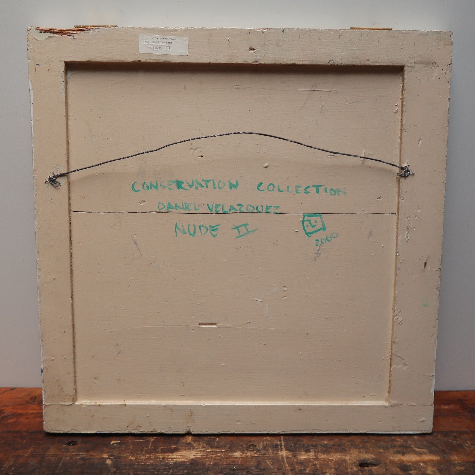 Hand Painted On Wood Cabinet Door Signed by Daniel Velazquez " Nude II " 2000
