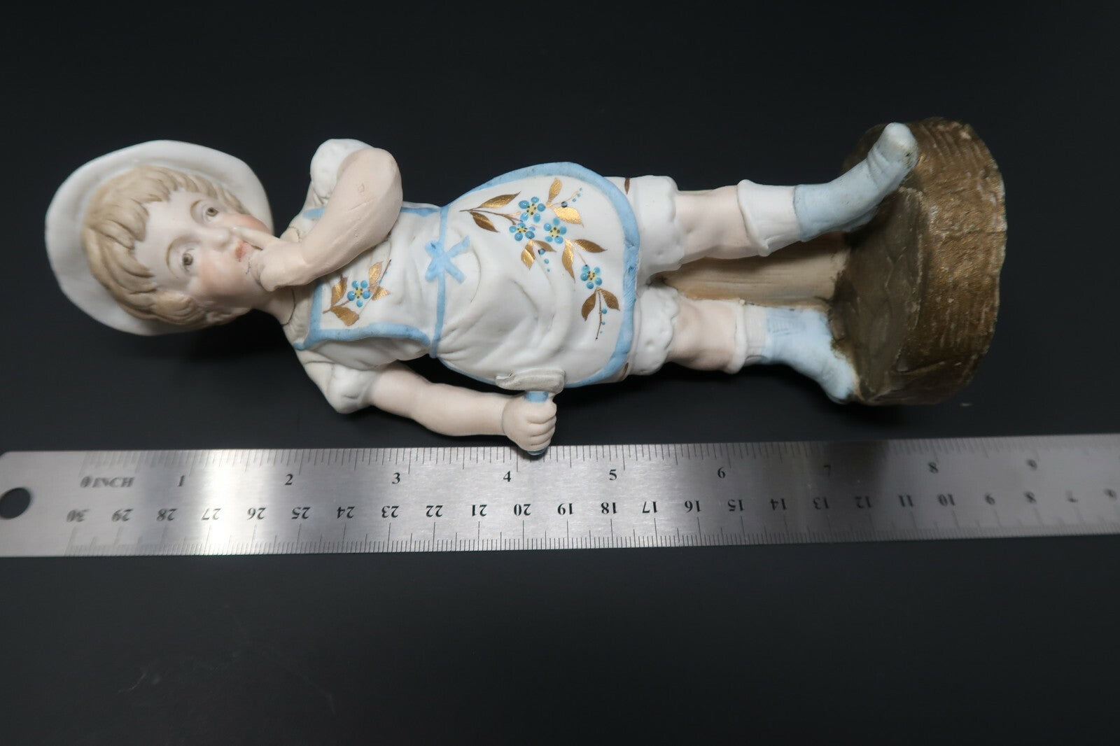 Early 1900's Vintage Child Blacksmith Hand painted Bisque Porcelain Germany 7.5"