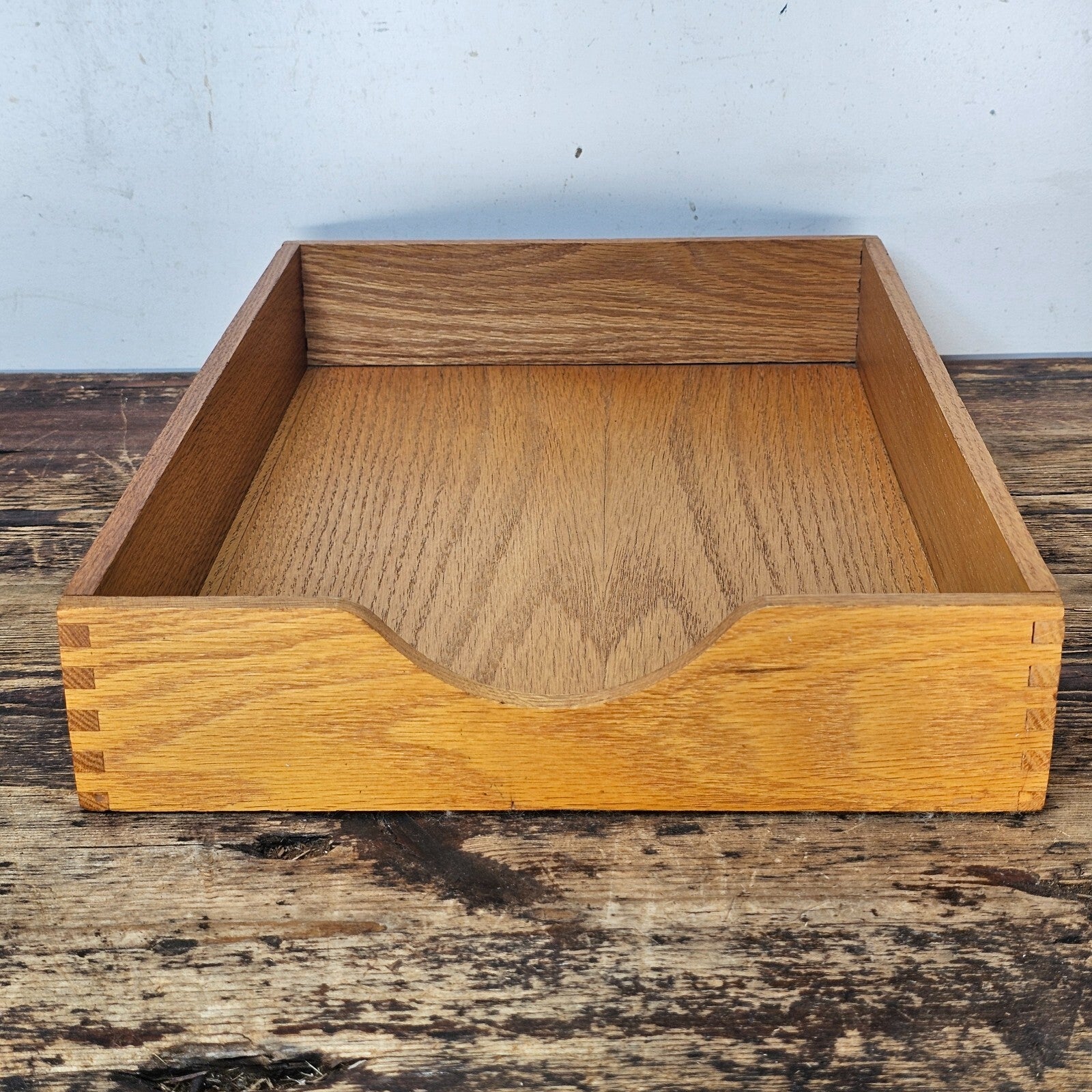 Classic Oak Wood Desk Tray with Dovetail Joinery