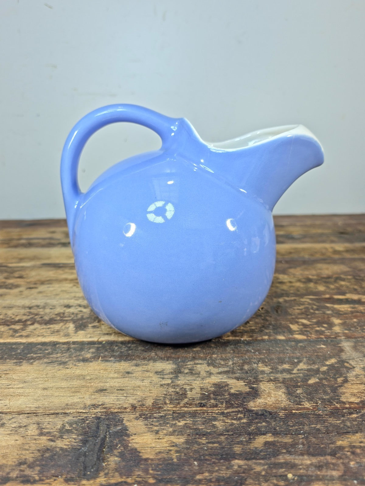 Vintage Coorsite No.937 Water Pitcher Lavender White Ceramic Jug Hairline Crack