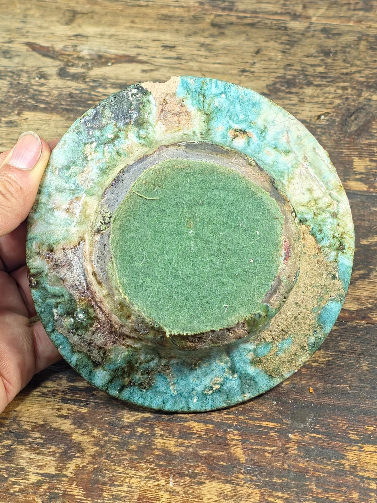 Vintage Green-Glazed Studio Pottery Small Bowl / Dish / Ashtray 5" Dia × 1.5" H