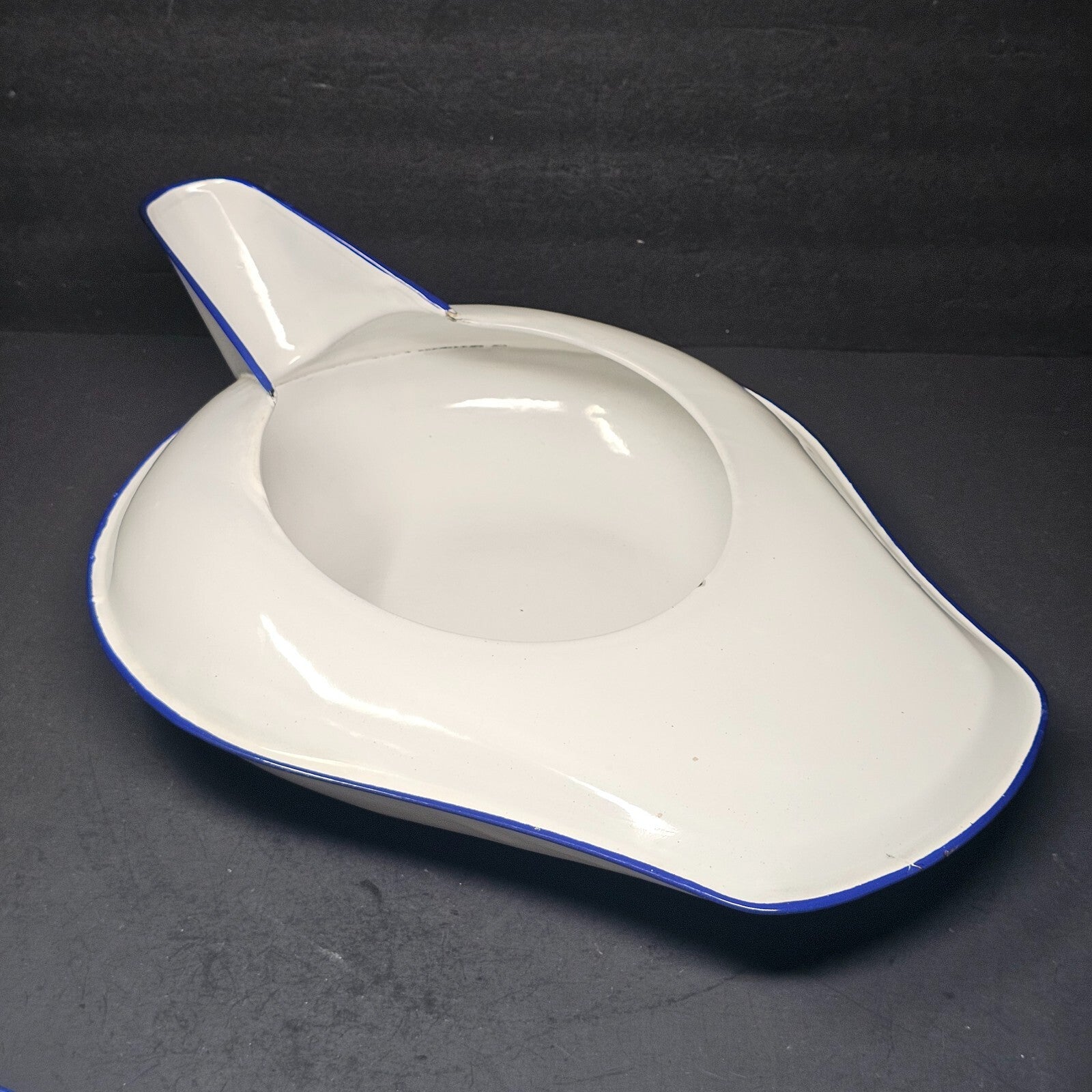 Vintage Hospital White Enamel Bed Pan With Lid