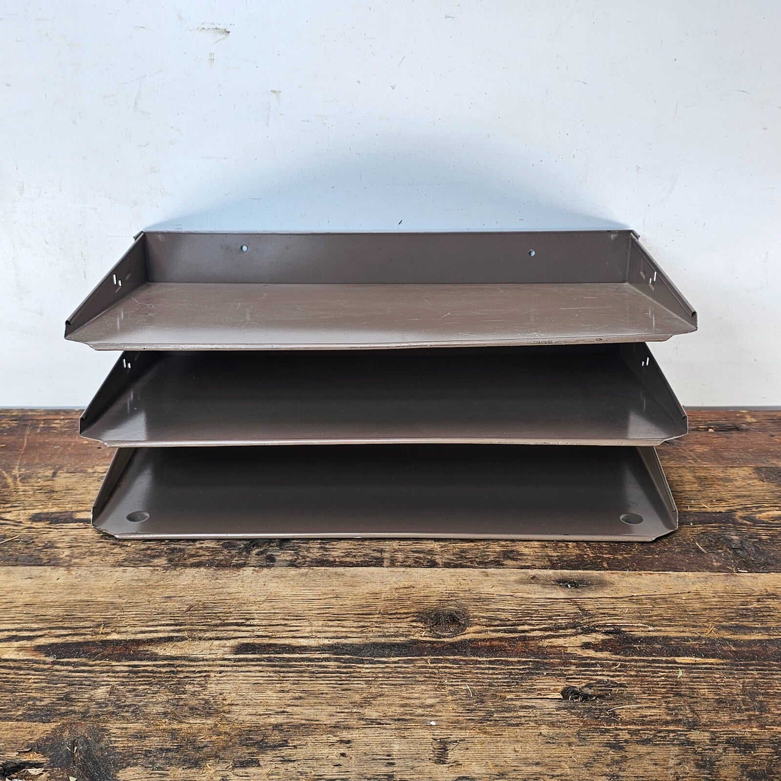 Vintage LIT-NING 3-Tier Wall-Mounted / Desktop Steel File Organizer