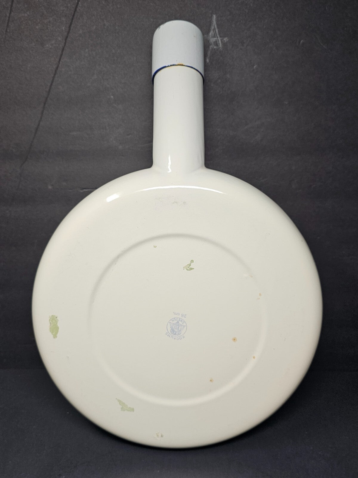 Vintage Swedish Army Hospital Enamelware Bed Pan With Steel Cap By Kockums