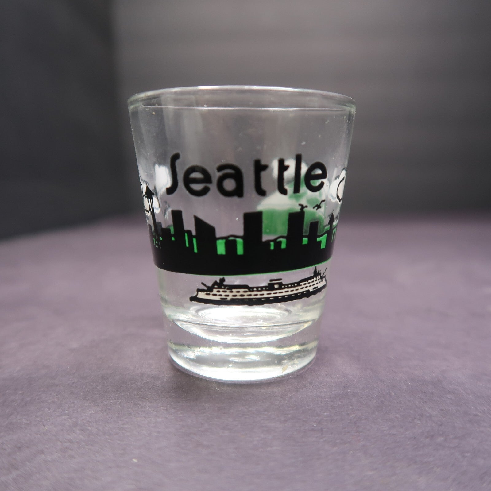 Seattle Skyline Souvenir Clear Shot Glass H 2.28"