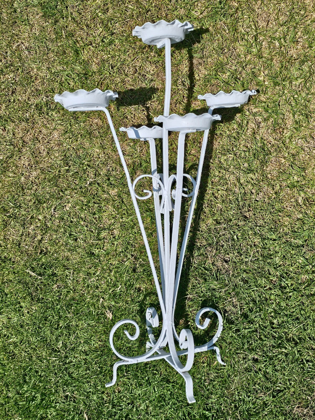 White Tree Tiered Metal Scroll Plant Stand 5 Pot Holders H 33"