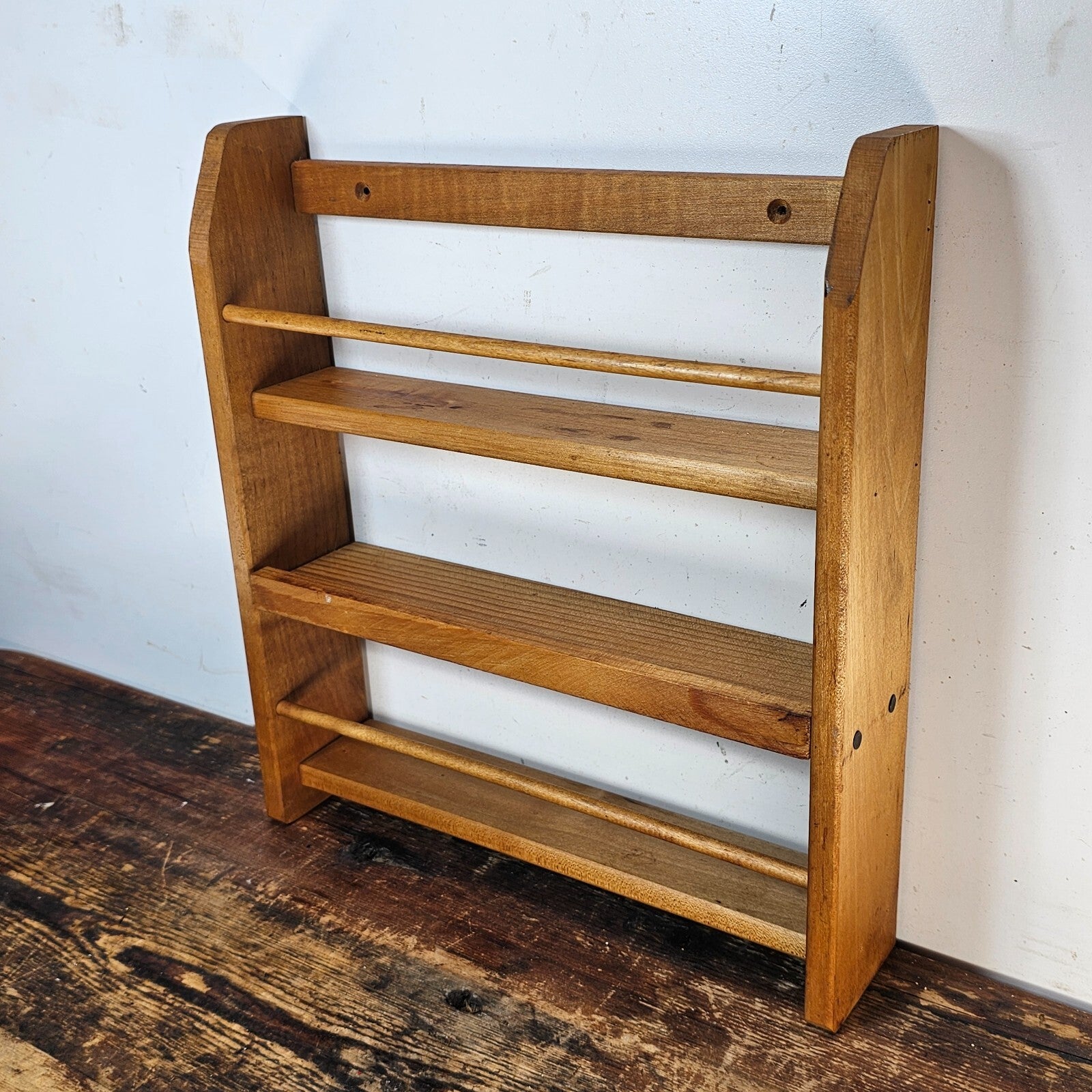 Vintage Rustic Wood Spice Cabinet Rack Wall Mounted 14"H x 12.75"W x 2.75"D