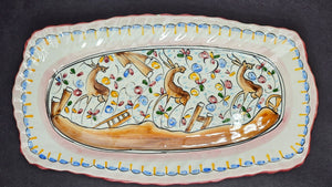 Hand Painted Coimbra Pottery Serving Platter Wall Hanging Plate Portugal