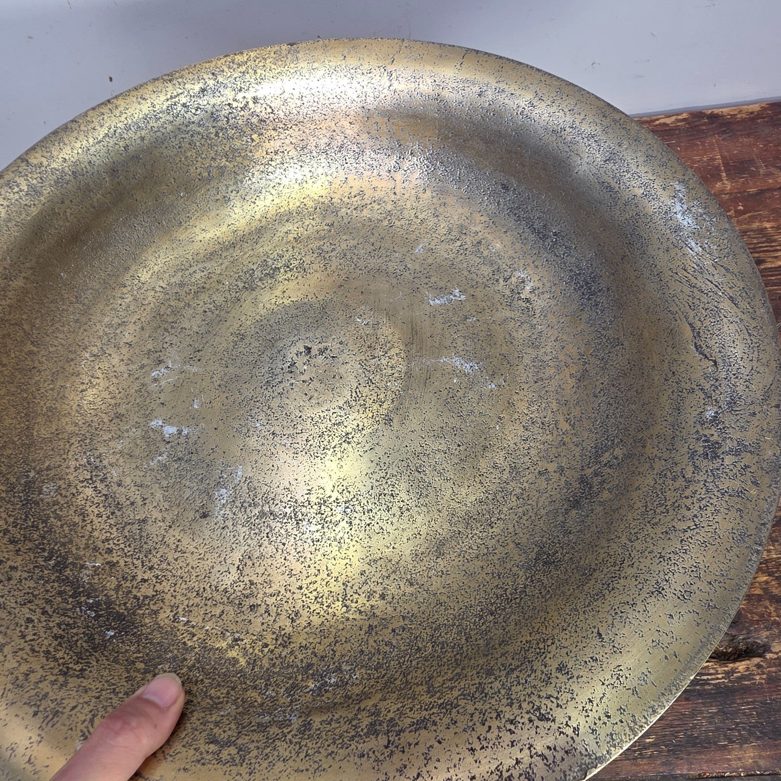 Set of 3 Gold Pedestal Display Dishes — Cast Aluminum, Textured Finish