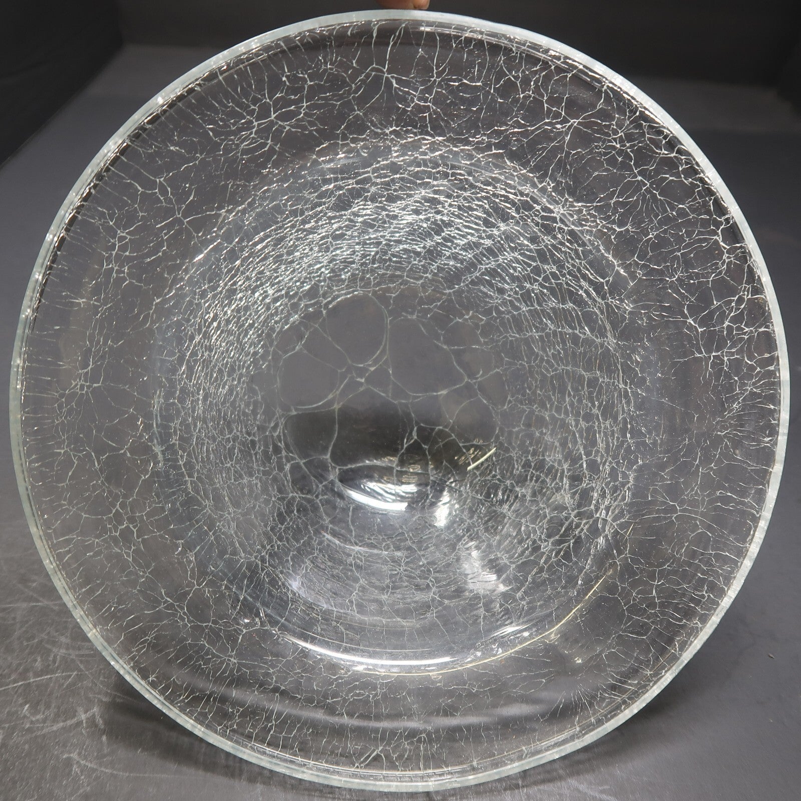 Crackle Glass Bowl on Metal Gold Autumn Leaf  Stand
