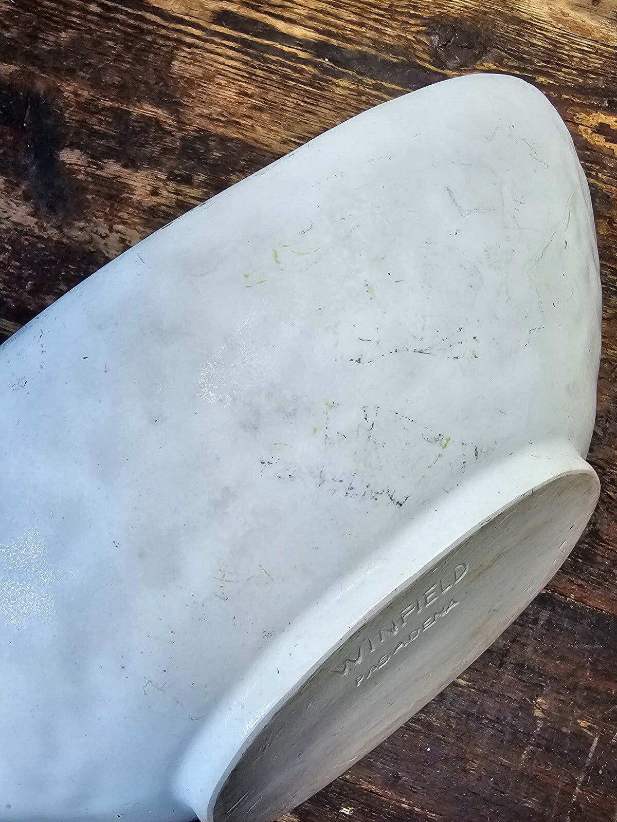 Winfield Pasadena Pottery Oblong Bowl / Planter Turquoise & White