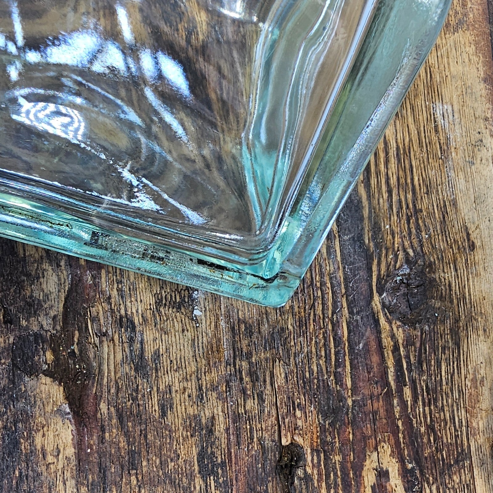 Hexagonal Glass Block Brick 7.5"L x 5.5"W x 7.75H" Vintage (Damaged)
