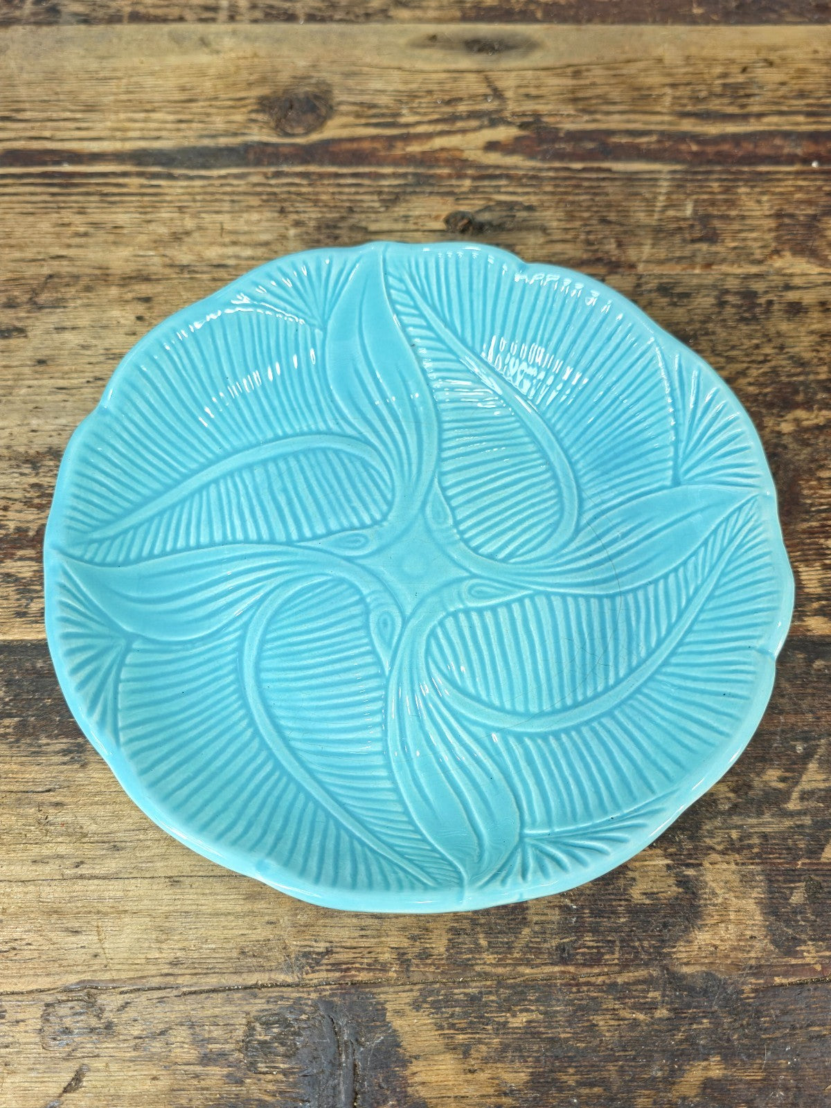 Maurice of California Turquoise Ceramic Plate 8" Mid Century Modern Dish USA