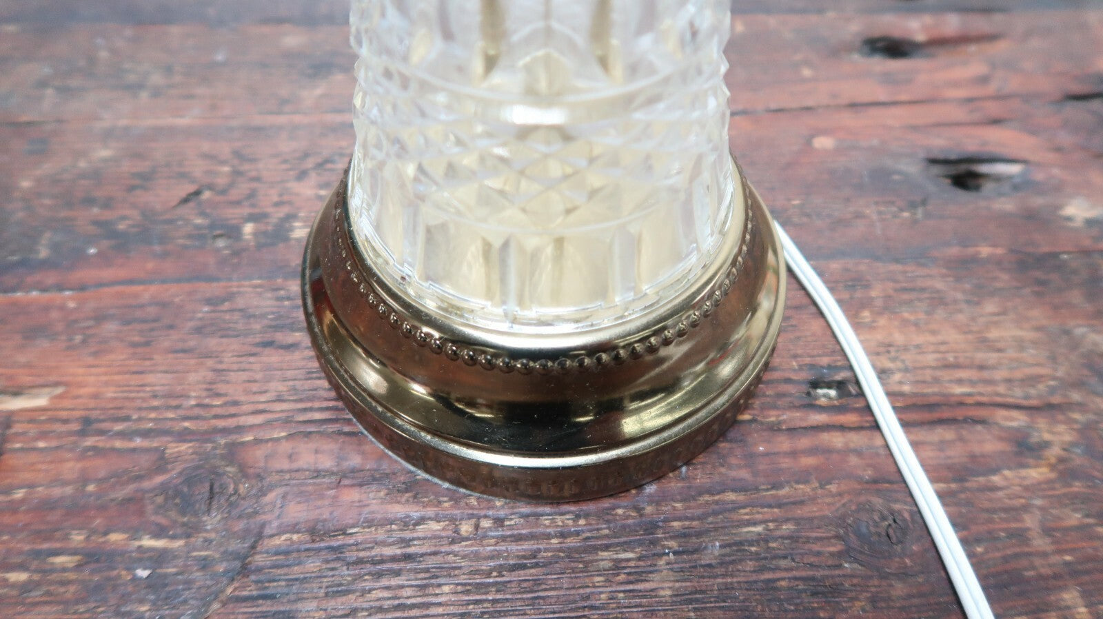 Vintage Cut Crystal Glass Table Lamp 5.5" x 5.5" x H20"