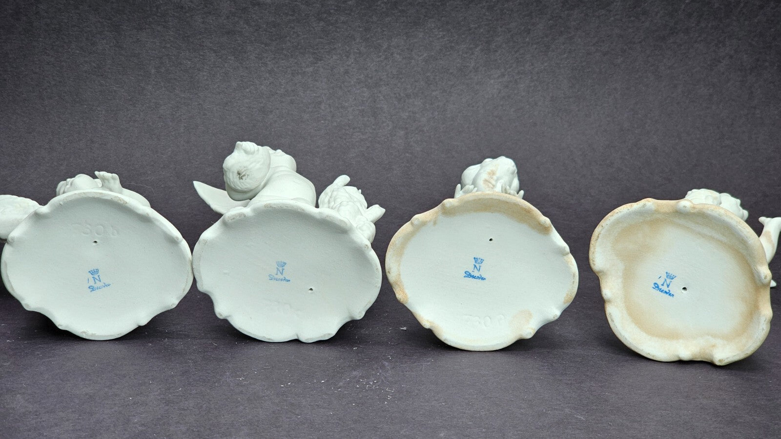 Vintage Dresden Original Germany Bisque Cherub Figurines Four Seasons (Stains)