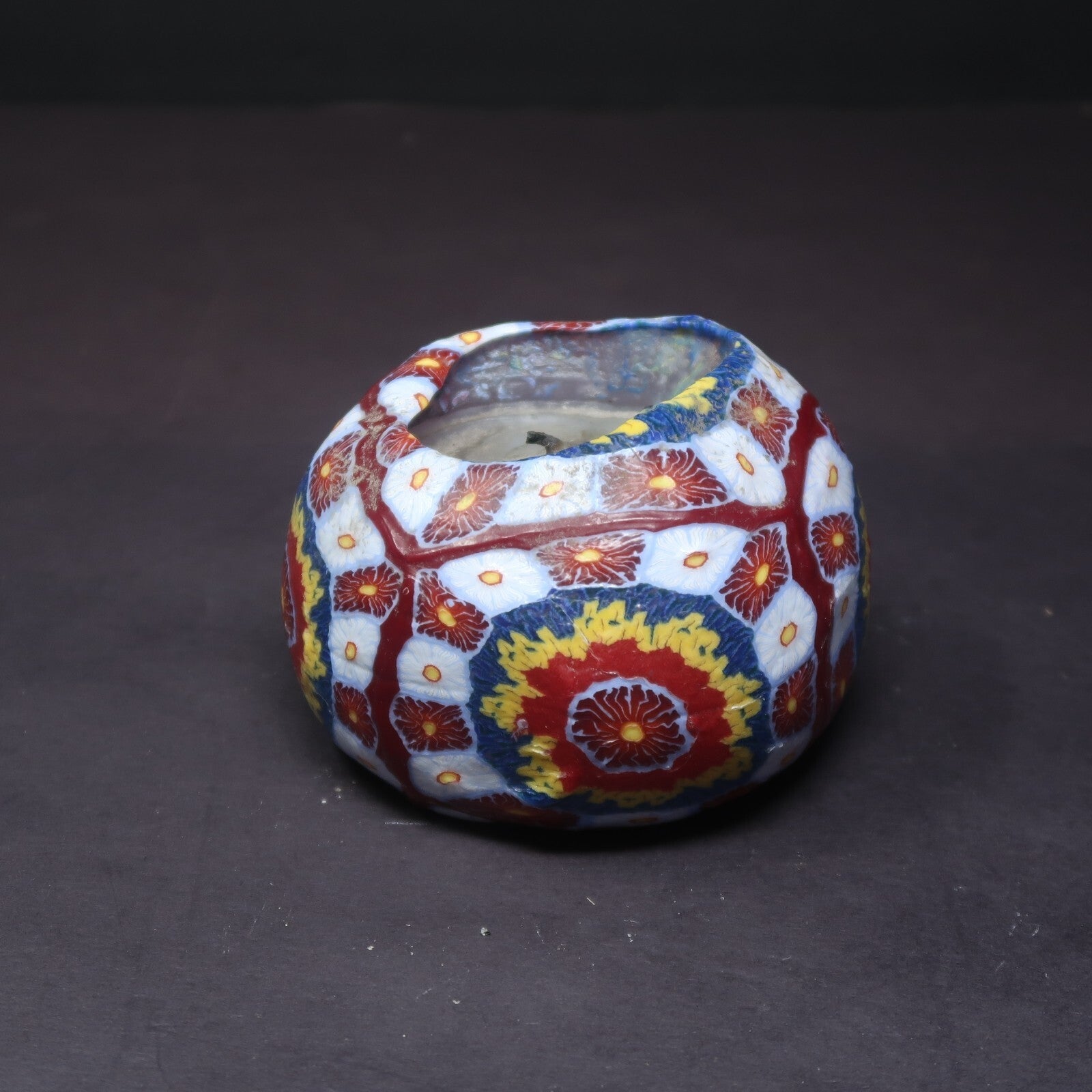 Colorful Millefiori Candle Over 1 lb. (Used)