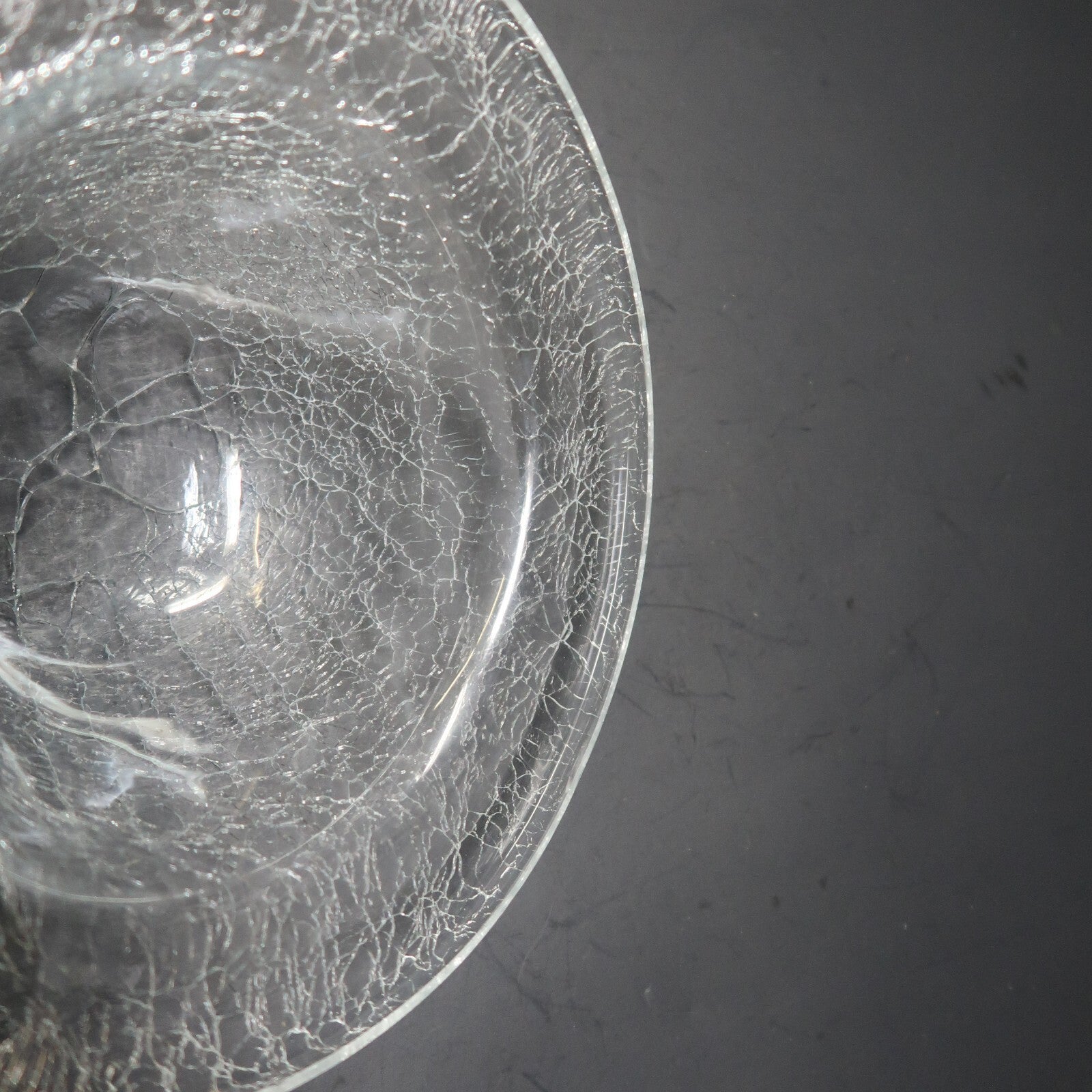 Crackle Glass Bowl on Metal Gold Autumn Leaf  Stand