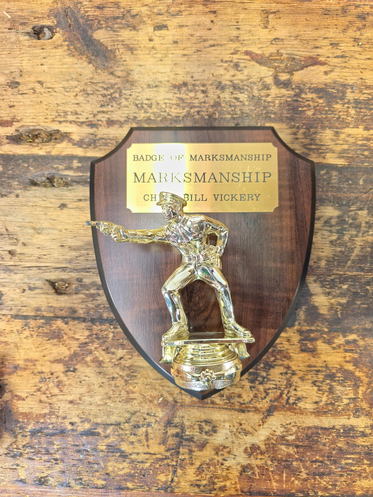 Vintage Hollywood Trophy Co. “Chief Bill Vickery” Marksman Plaque Studio Display