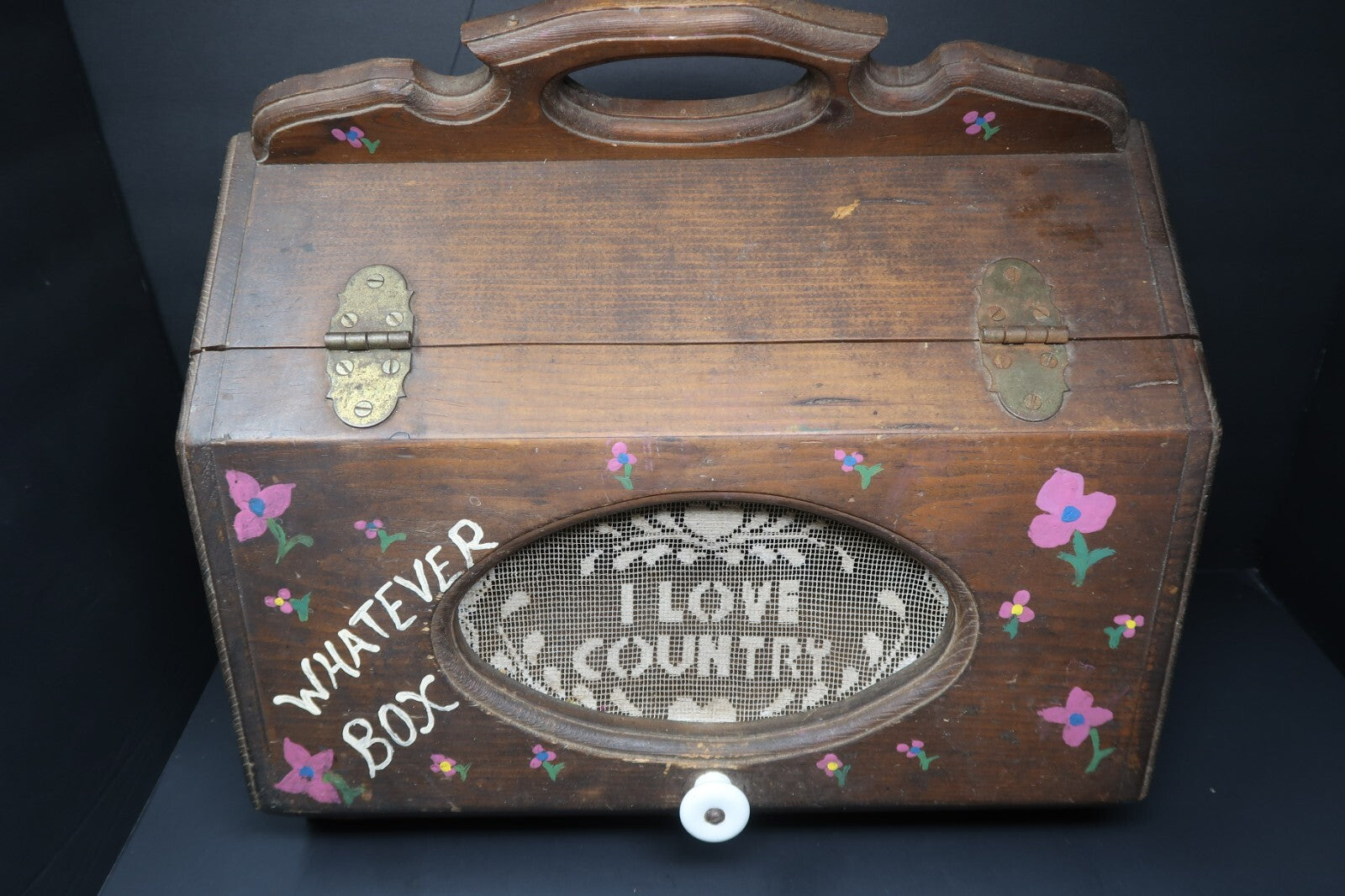 Vintage Wood Bread Box Rustic Wooden Box Farmhouse 16” X 11” X H 11.5”
