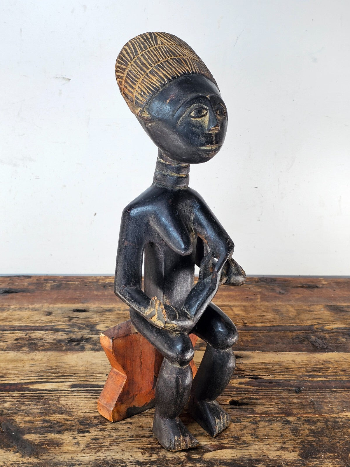 Ghana Ashanti Traditional Wooden Maternal Figure 15"H x 4.75"W x 4"D
